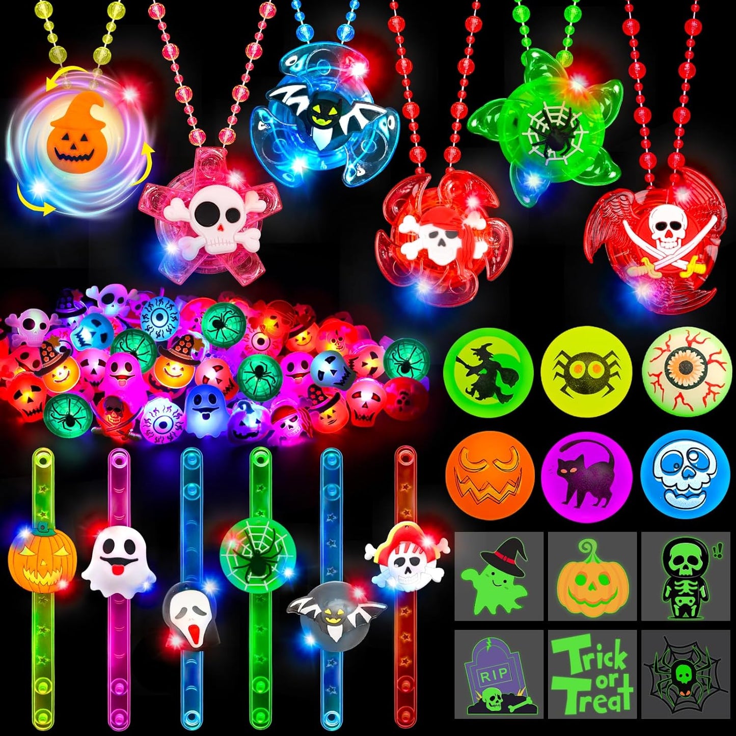 100PCS Glow in the Dark Halloween LED Party Favors