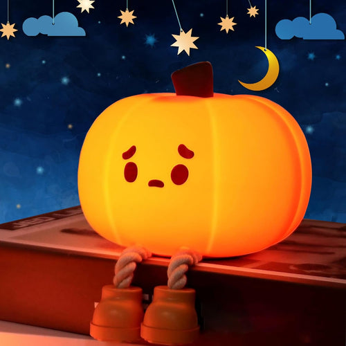 Cute Pumpkin Night Light – Rechargeable LED Lamp