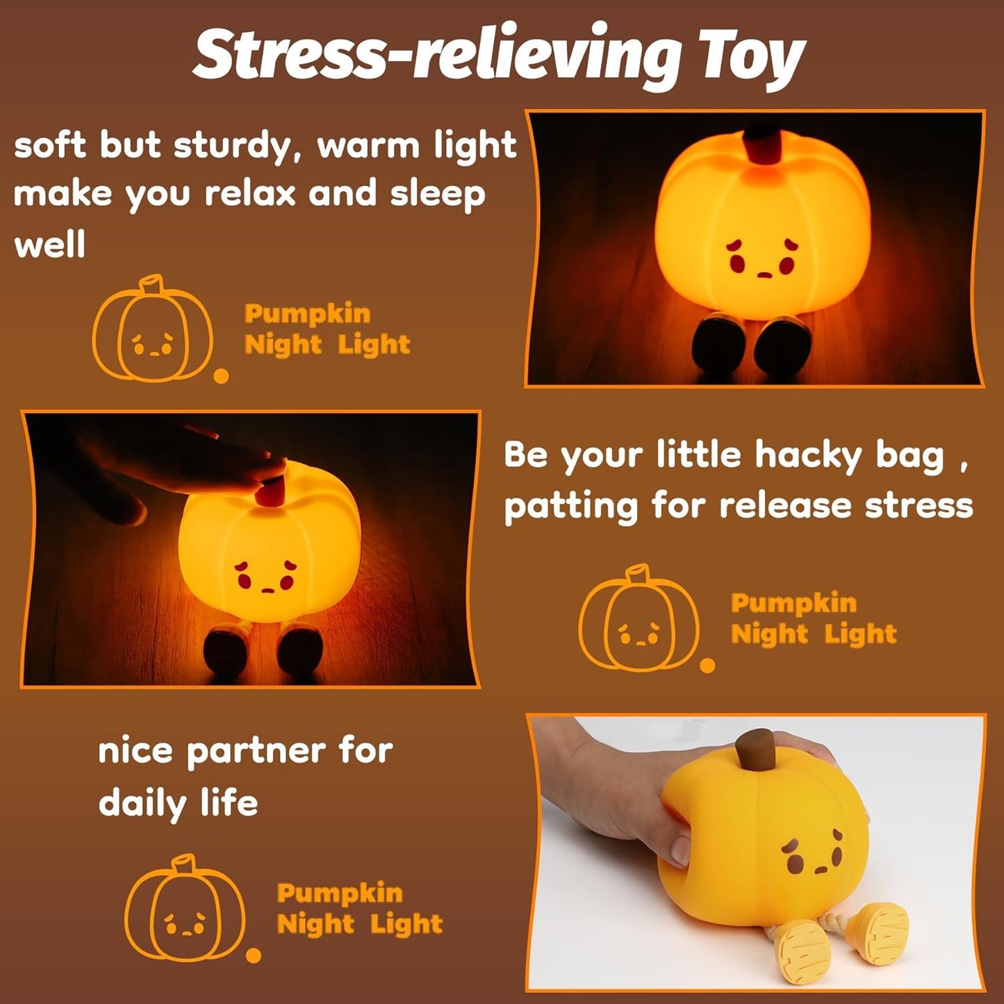 Cute Pumpkin Night Light – Rechargeable LED Lamp