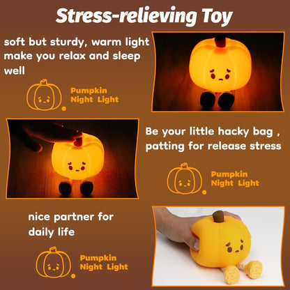 Cute Pumpkin Night Light – Rechargeable LED Lamp