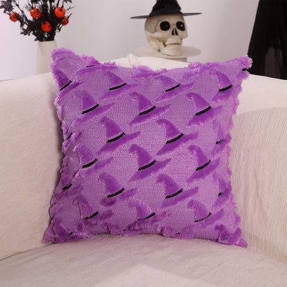 Cozy Pillow Covers Set of 2 – Ghosts, Pumpkins, Cats & Witch Hats (18"x18")