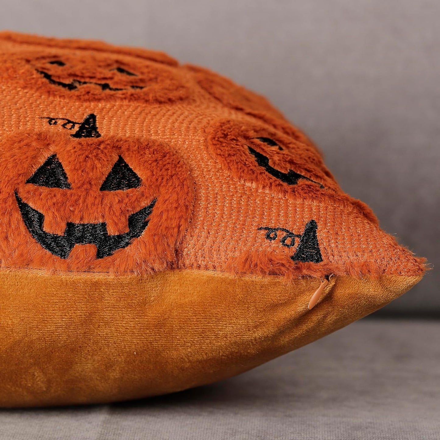 Cozy Pillow Covers Set of 2 – Ghosts, Pumpkins, Cats & Witch Hats (18"x18")