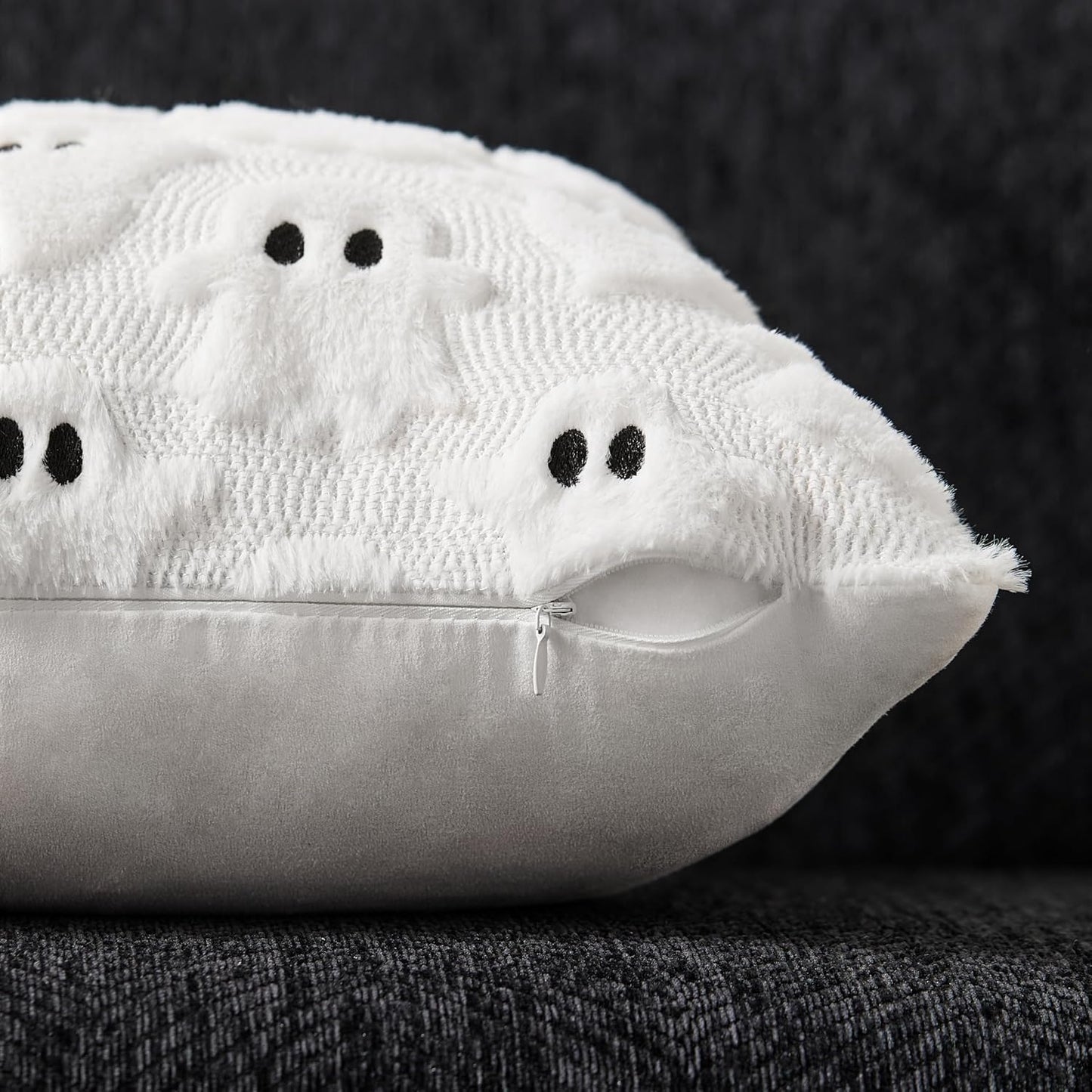 Cozy Pillow Covers Set of 2 – Ghosts, Pumpkins, Cats & Witch Hats (18"x18")