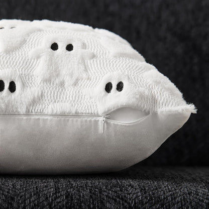 Cozy Pillow Covers Set of 2 – Ghosts, Pumpkins, Cats & Witch Hats (18"x18")